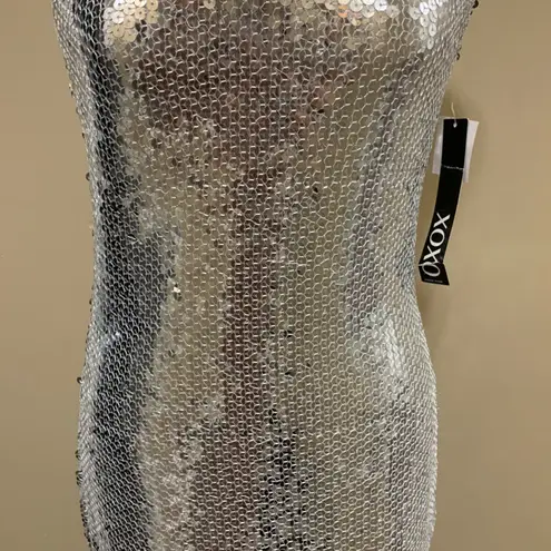 XOXO Silver Sequin Bodycon Small Dress