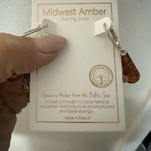 Midwest Baltic Amber Sterling Silver Drop dangle Lever Back Earrings