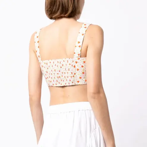 Batsheva Floral Strawberry Bralette Blouse Crop Top Medium Pink