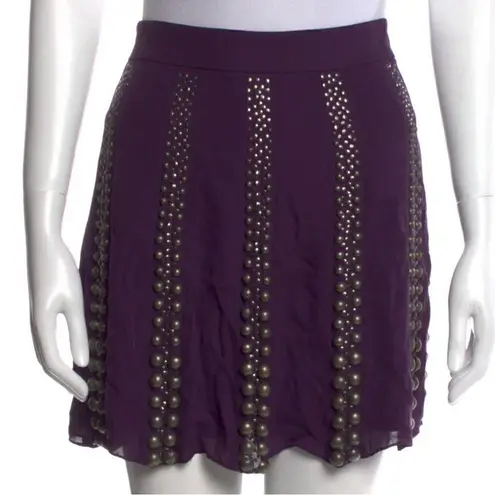 Tibi Silk Studded Mini Skirt Purple Size 6