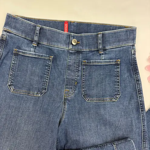 SPANXshape Original EveryWear Cropped Wide Leg Jeans Patch Pockets Blue