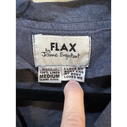 FLAX by Jeanne Engelhart Linen Artist Jacket Chore Coat Vintage Size Medium Blue