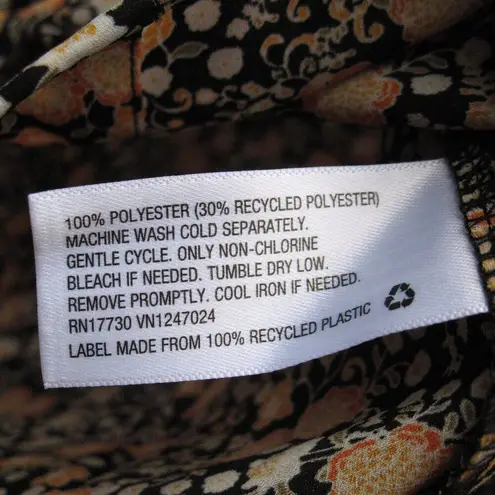 Nili Lotan Target Liberty Floral Blouse Button Front Shirt Long Sleeve Black Size XS