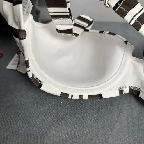 Calia Carrie Underwood Swim Bikini Top 36C Brown White Stripe Underwire New Size undefined