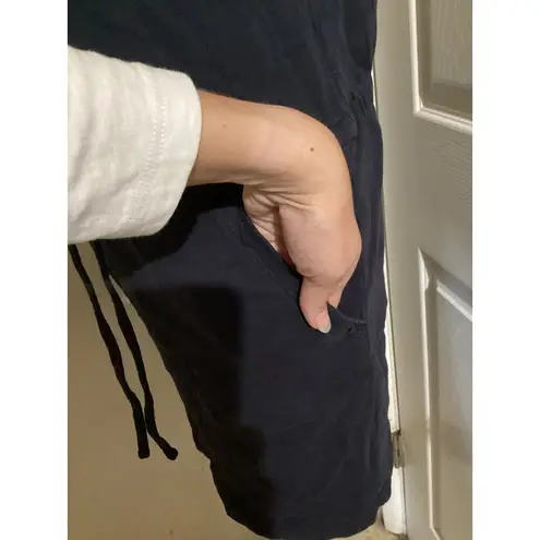 Lilla P Dress Womens Small Navy Blue Sleeveless Drawstring Waist Pockets Casual