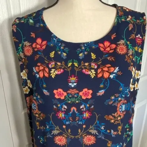 Bobeau XL Navy Crepe Floral Tunic