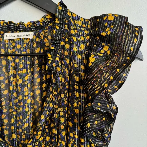 Ulla Johnson Nyssa Sleeveless Floral Silk Dress in Noir Size 0