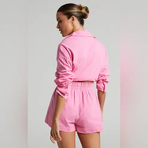 Showpo Terah Elasticated High Waisted Shorts Pink Casual Cotton Shorts US 12