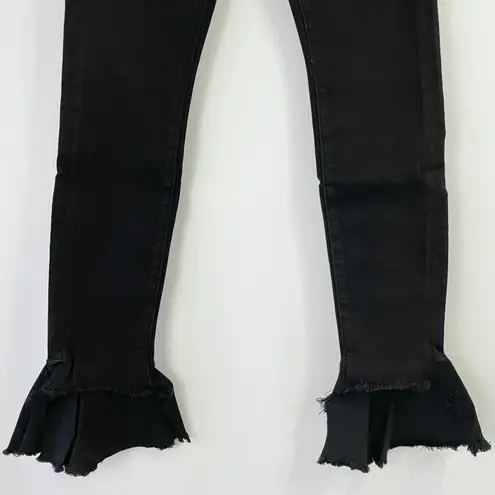 Sam Edelman New  Ruffle Hem High Rise Stiletto Skinny Ankle Jean Black