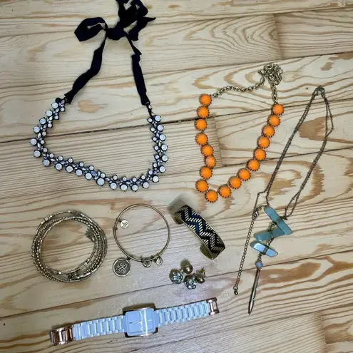 J Crew Stella & Dot Loft Alex & Ani Anne Klein Large Jewelry Lot Necklace Watch Gold