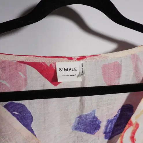 Suzanne Betro 3X Colorful Flowy Boho Tunic Top V Neck Cotton Blend Lightweight