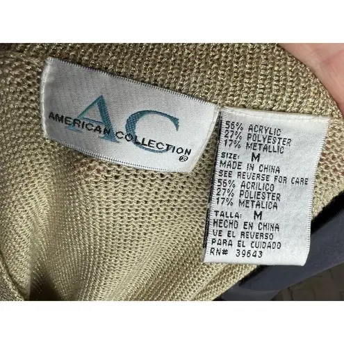 Sweater vest gold metallic lace roses Size M