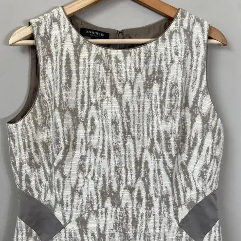 Lafayette 148 Sleeveless Patterned Sheath Dress Women's Size 8 Cream Tan Career