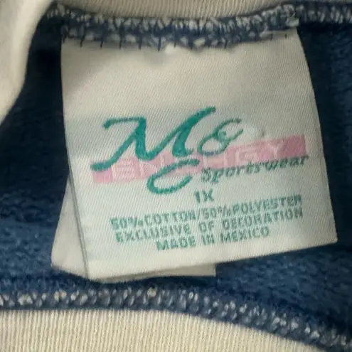 Vntg 90s Grandma Cottage Core 1X Sweatshirt Ugly Christmas Sweater Granny Cozy Blue