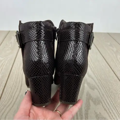 Karen Scott Women's Ivyy Mixed-Media Booties 7M Chocolate Brown $70