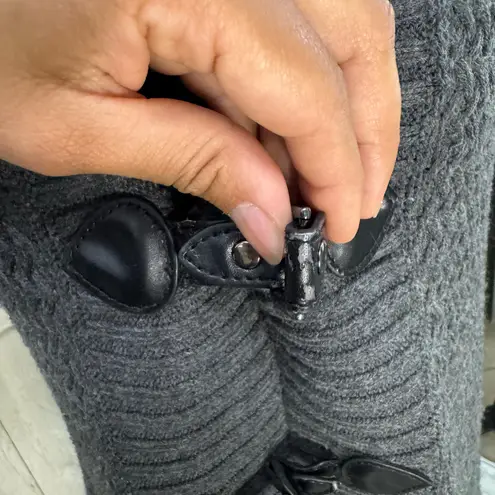 Y2k gems Hannah Grey Knitted Sweater Vest with Faux Leather Toggle Closures