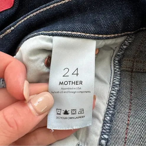 Mother Insider Crop Step Fray Speed Racer Red Side Stripe Jeans Blue Size 24