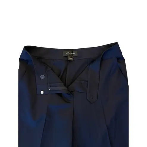 St. John Emma Pants Trouser Stretch Navy Blue Straight Leg Career Dress Size 6