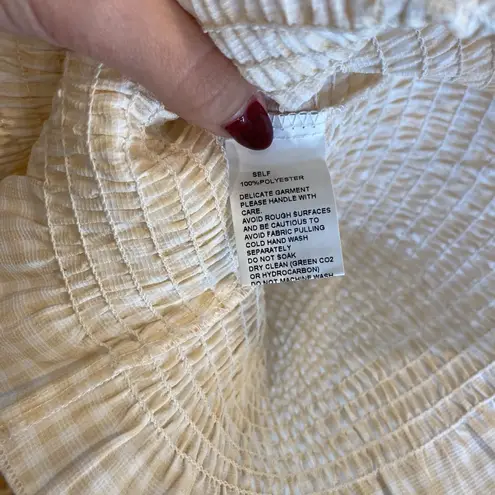 SNDYS Gingham Courtney Dress in Cream With Puff Sleeves Size 4