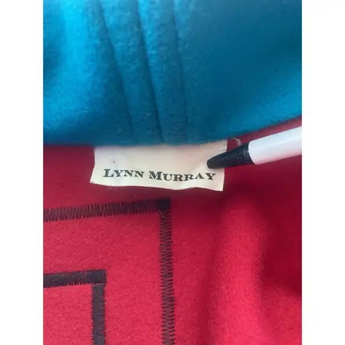 Vintage 90s Wool Color Block Coat L/XL Pop Wearable Art Geometric Pockets Bright Size L