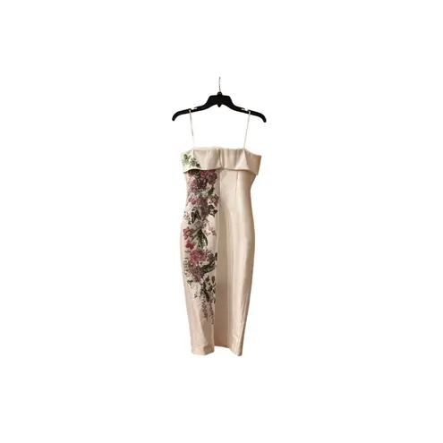 Badgley Mischka Floral Strapless Mikado Cocktail Dress