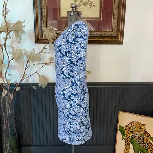 Gretchen Scott Magpie Plentiful Blue Paisley Boat Neck Dress Sz 0/2 Shrimp 💚🎀