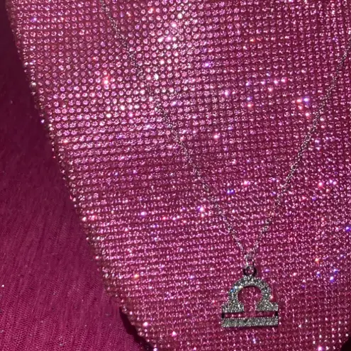 Boutique NEW Bling Libra Sterling Silver 925 Necklace Zodiac Sign Horoscope Astrology Goth Egirl