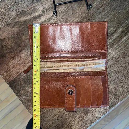 Lodis Toffee Leather Flap Bifold Wallet W Card Leather Snap Closure Internal Zip Brown