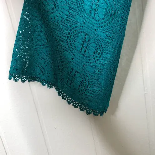 Olsenboye Vintage Teal Lacy Dress Size Small w/Long Sleeves