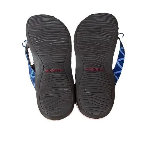 Vionic Women’s Flip Flops Size 9 Blue Geometric – Orthotic Beach Thong Sandal