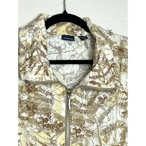Westbound Women's XL Zip Front Jacket Tropical Leaf Print Resort Ready Coastal