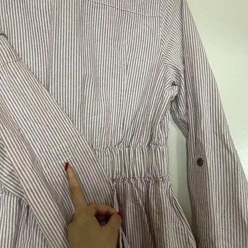 COOGI vintage purple striped cotton full zip long sleeve belted dress size XL