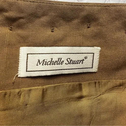 Michelle Stuart vintage y2k ladies structured pleated tan jacket gold size 14