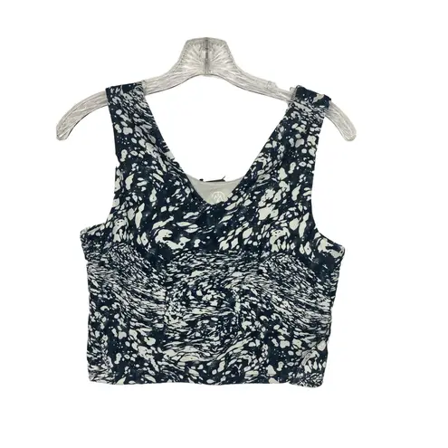 Move Theology Printed Bra Tank, Cropped Top, Blue & White Large