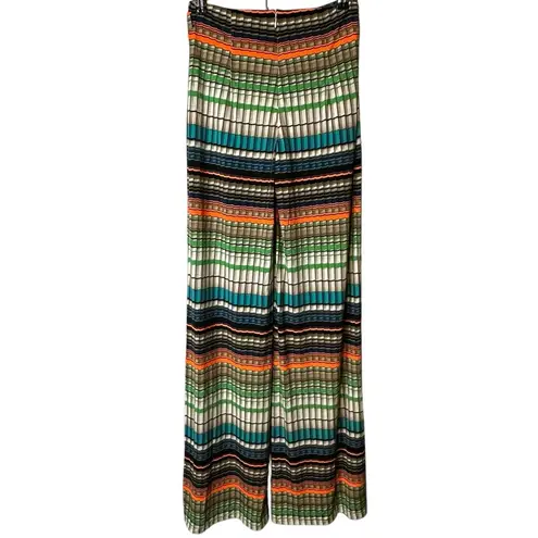 The Sang Multi Striped Plaid Colorful Wide Leg Pants Festival Boho SP4621 NWT S
