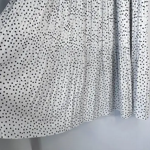 Exlura White Pollka Dot Pleated Tiered Aline Maxi Skirt Lined Size XXL