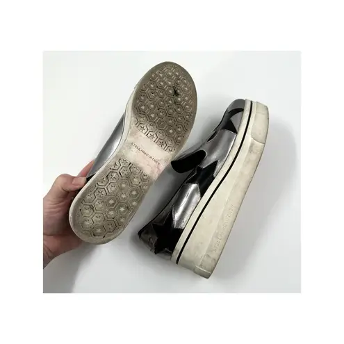 Stella McCartney Stella Mcartney Silver Faux Leather Star Platfrom Sneaker Size 8