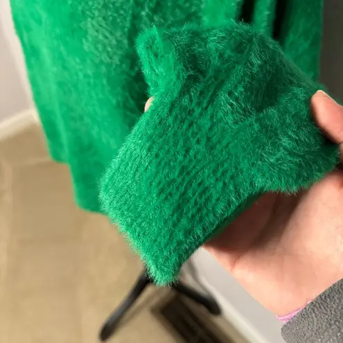 Aerie NEW  Flurry Crew Sweater Green Alpine Long Sleeve Fuzzy Lounge Size S