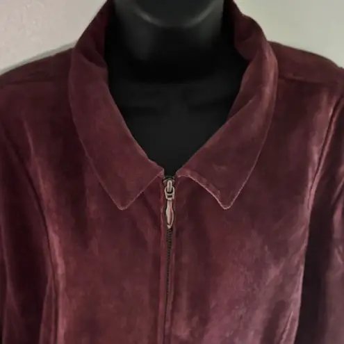 Christopher & Banks Christopher Banks Corduroy Jacket XL Purple Wine Zip Front Casual Long Sleeve