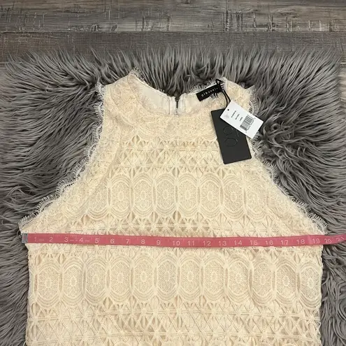 NWT Gibson Look guipure eyelash lace high neck sleeveless bodysuit top L Size L
