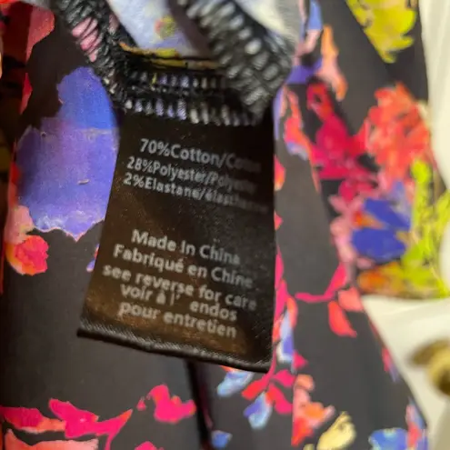 Caroline Constas Black Multi Summer Floral Reign Skirt with Belt Size Medium new