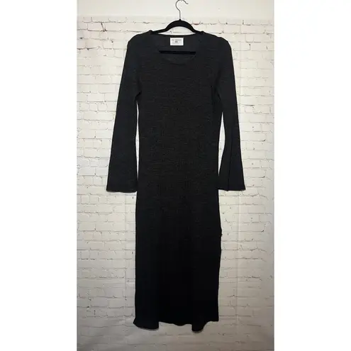 Sol Angeles Anthropologie Gray Long Sleeve Waffle Knit Midi Dress SZ Medium NWOT