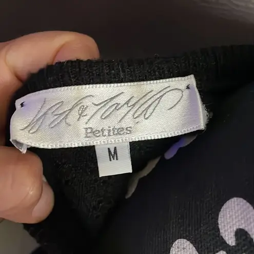 Lord and Taylor Black Knit Short Sleeve Top Size Petite Medium