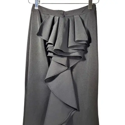 Lucci Lu Style 8261 Ruffled Tulle Maxi Skirt with Bustle Train in Black