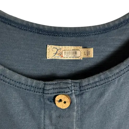 Faherty Terra Blue Scoop Neck Sleeveless Straight Leg Organic Cotton Jumpsuit L Size L