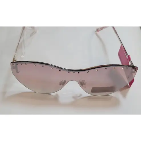 Betsey Johnson NWT  Oversized Rimless Shield Sunglasses Women Rhinestone Studded