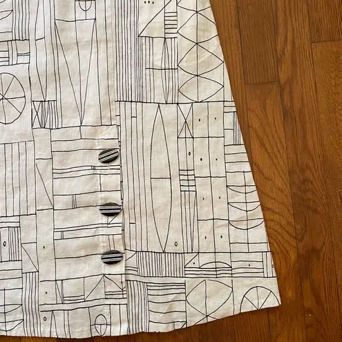 Habitat Tribal Easy Swing Linen Blend Button Detail Dress w/ Pockets Sz Small