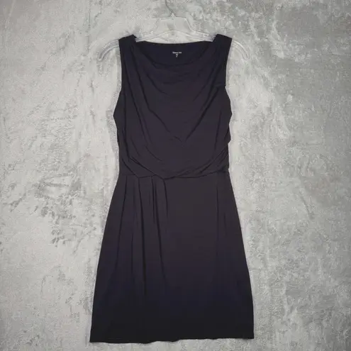 Garnet Hill Dress Womens XS Black Jersey Knit Sheath Career Business Minimalist