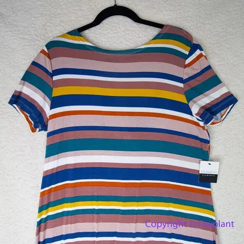 Eloquii New! Elements Women’s Plus Size Twist Back Midi Dress rainbow, 14/16