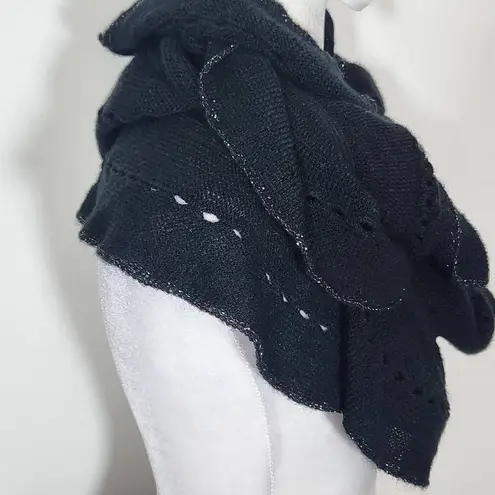 C. Wonder by Christian Siriano Black Infinity Scarf with Metallic Silver Edge
